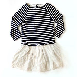 Crewcuts Striped and Gold Tulle Dress Navy Tutu Skirt J. Crew Kids Long Sleeve